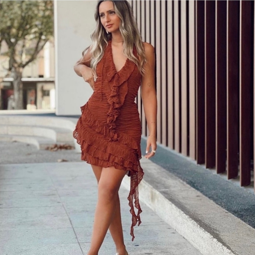 PLEATED MINI DRESS SIZE L
